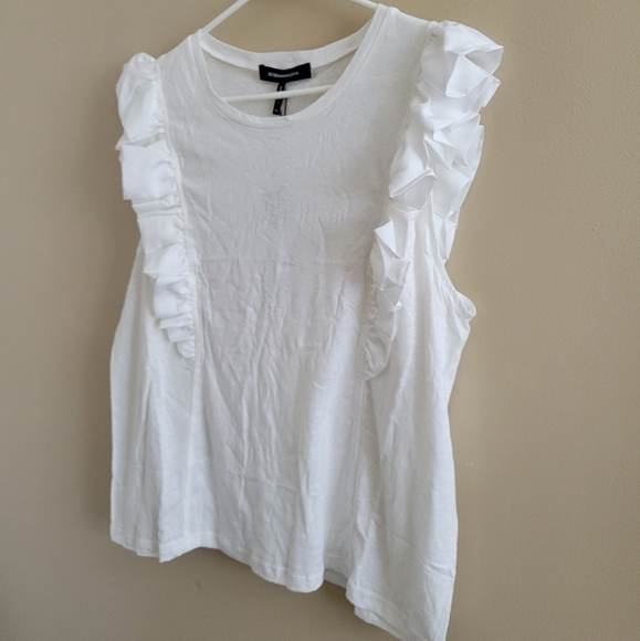 4/$15 SALE BCBGMAXAZRIA | Optic White Flutter Sleeve Tank Top Blouse NEW X-Large - Picture 2 of 8